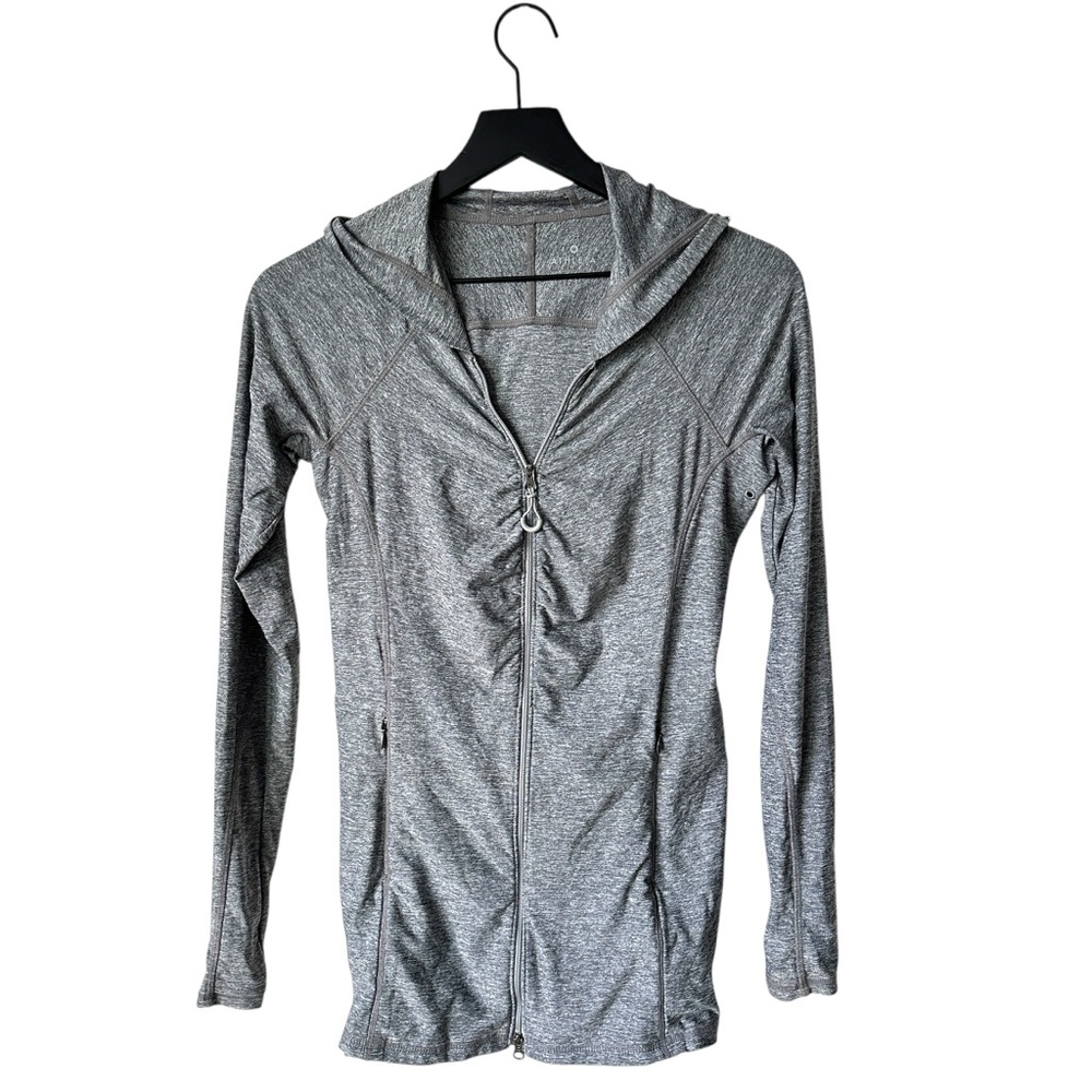 $98 Athleta Vitamin Sea UPF Cover Up Crosscurrent Gray Zip Hooded Jacket Size XS